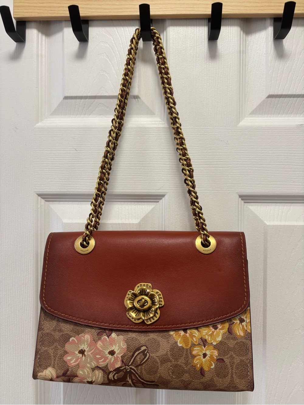 Coach L1821-54639 Prairie Coated Canvas Floral Signature Parker Turnlock Bag NWT